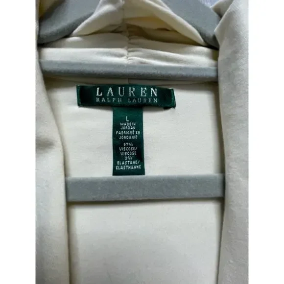 Ralph Lauren Women L Cream Sleeveless Draped Stretch Blouse Quiet Luxury Top EUC - Picture 3 of 5